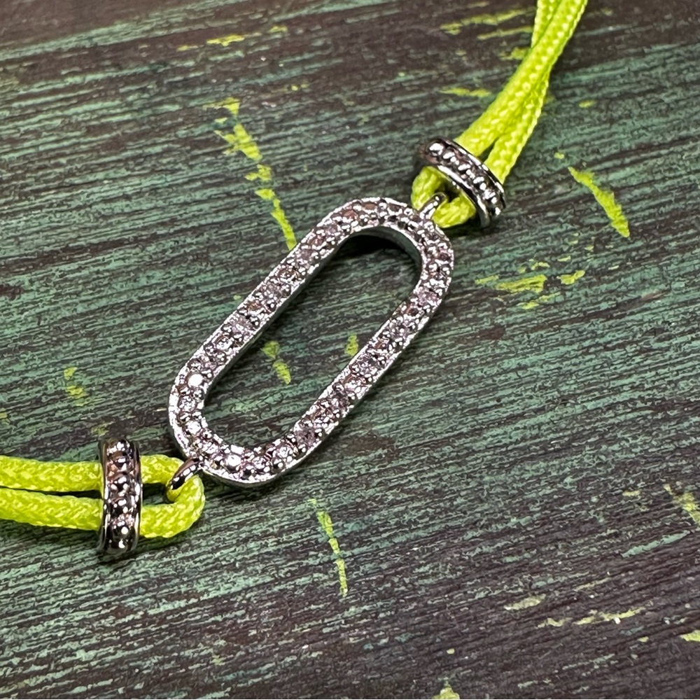 Diamond and sterling silver cord bracelet in bright yellow friendship - Picture 9 of 11